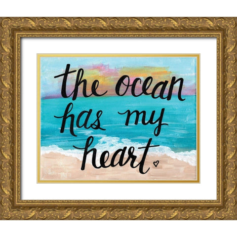 Ocean Has My Heart Gold Ornate Wood Framed Art Print with Double Matting by Allemand, Sue