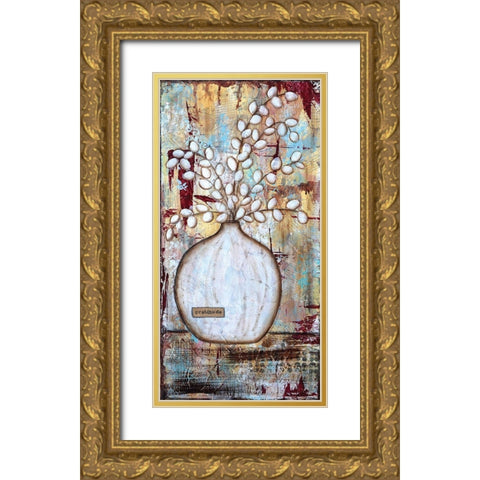 Gratitude Vase Gold Ornate Wood Framed Art Print with Double Matting by Allemand, Sue