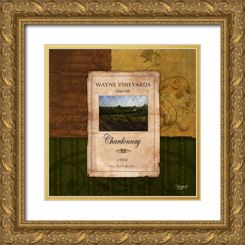 Chardonnay Wine Label Gold Ornate Wood Framed Art Print with Double Matting by Eva, Shawnda