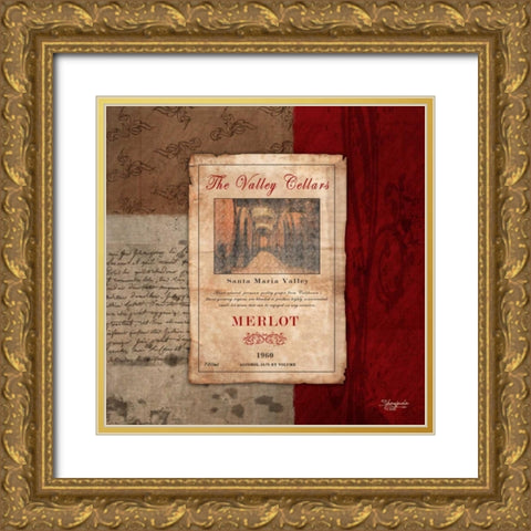 Merlot Wine Label Gold Ornate Wood Framed Art Print with Double Matting by Eva, Shawnda
