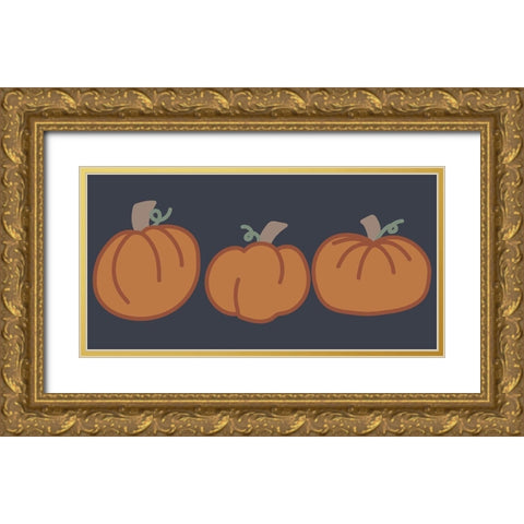 Pumpkins II Gold Ornate Wood Framed Art Print with Double Matting by Dicks, Stephanie