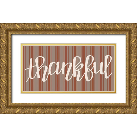 Thankful Gold Ornate Wood Framed Art Print with Double Matting by Dicks, Stephanie