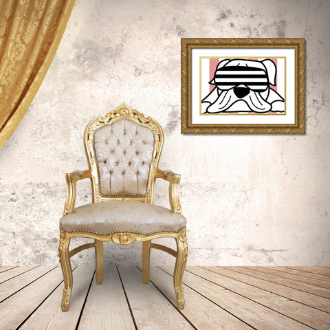 Frenchie in Glasses Gold Ornate Wood Framed Art Print with Double Matting by Dicks, Stephanie