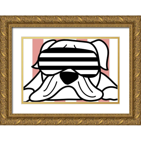 Frenchie in Glasses Gold Ornate Wood Framed Art Print with Double Matting by Dicks, Stephanie