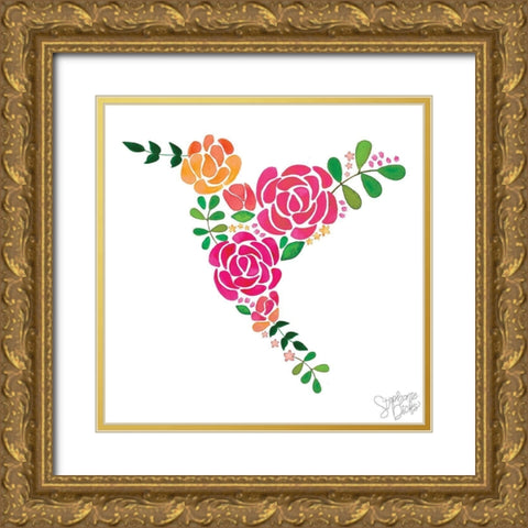 Hummingbird I Gold Ornate Wood Framed Art Print with Double Matting by Dicks, Stephanie