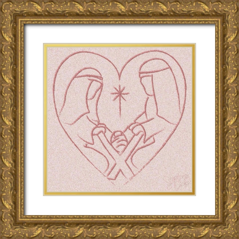 Blush Nativity Gold Ornate Wood Framed Art Print with Double Matting by Dicks, Stephanie