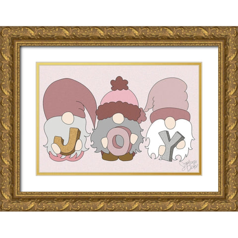 Joy Gold Ornate Wood Framed Art Print with Double Matting by Dicks, Stephanie