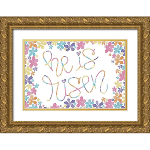 He is Risen Gold Ornate Wood Framed Art Print with Double Matting by Dicks, Stephanie