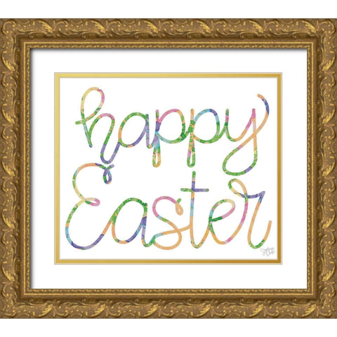 Happy Easter Gold Ornate Wood Framed Art Print with Double Matting by Dicks, Stephanie