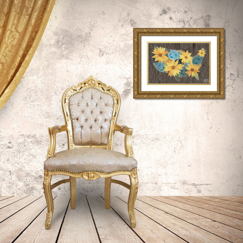 Sunflower Americana Gold Ornate Wood Framed Art Print with Double Matting by Dicks, Stephanie