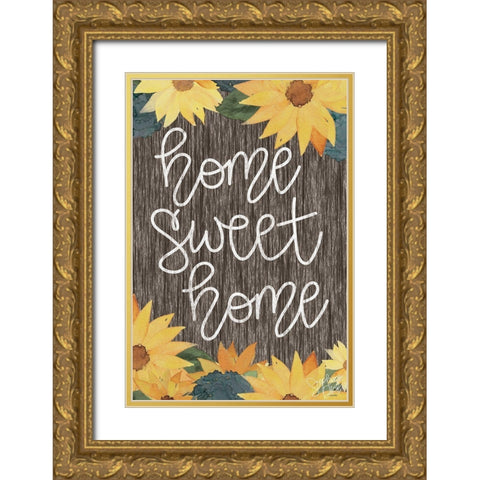 Home Sweet Home Gold Ornate Wood Framed Art Print with Double Matting by Dicks, Stephanie