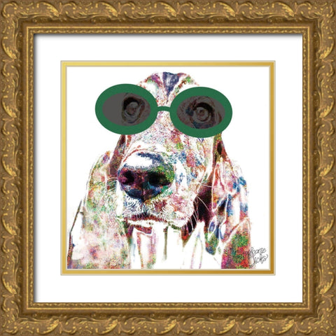 Basset Hound Gold Ornate Wood Framed Art Print with Double Matting by Dicks, Stephanie