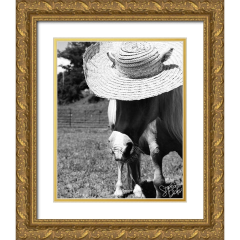 Mini Horse IV Gold Ornate Wood Framed Art Print with Double Matting by Dicks, Stephanie