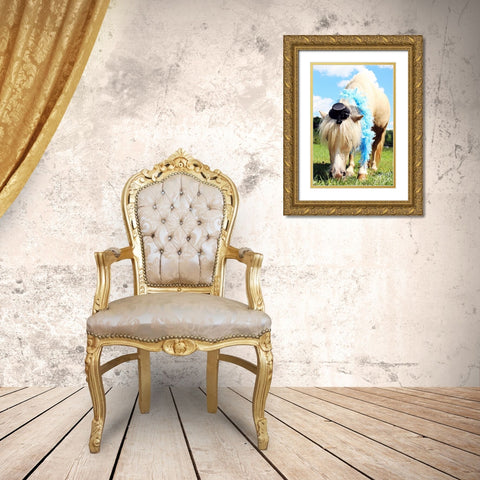 Mini Horse VII Gold Ornate Wood Framed Art Print with Double Matting by Dicks, Stephanie