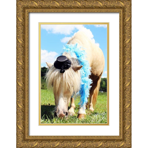 Mini Horse VII Gold Ornate Wood Framed Art Print with Double Matting by Dicks, Stephanie