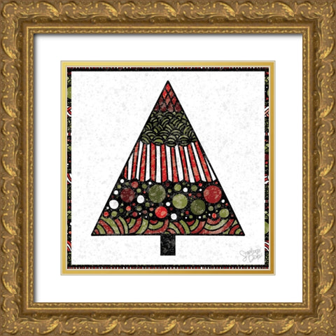 Christmas Tree V Gold Ornate Wood Framed Art Print with Double Matting by Dicks, Stephanie