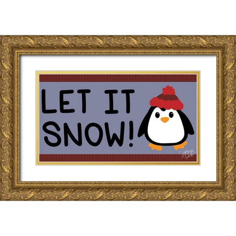 Let It Snow Gold Ornate Wood Framed Art Print with Double Matting by Dicks, Stephanie