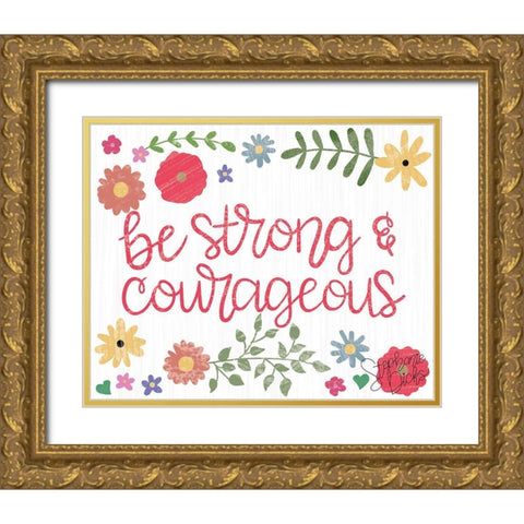 Be Strong Gold Ornate Wood Framed Art Print with Double Matting by Dicks, Stephanie