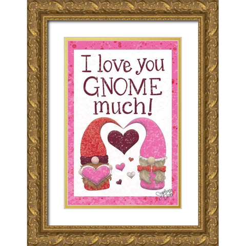 Gnome Much! Gold Ornate Wood Framed Art Print with Double Matting by Dicks, Stephanie