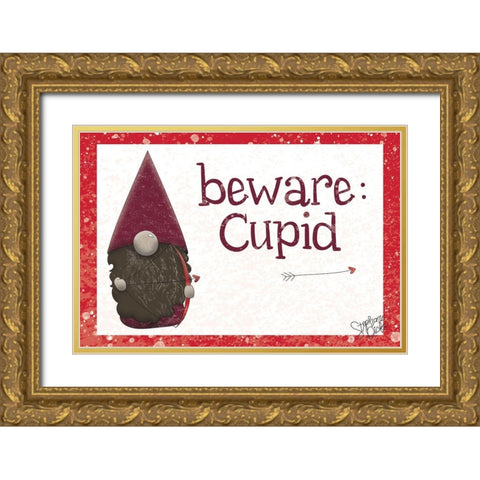 Cupid Gold Ornate Wood Framed Art Print with Double Matting by Dicks, Stephanie