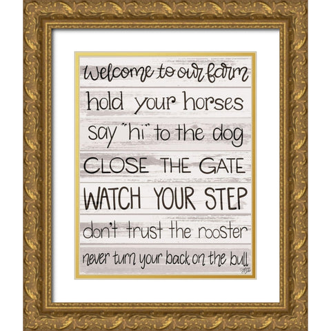Welcome Gold Ornate Wood Framed Art Print with Double Matting by Dicks, Stephanie