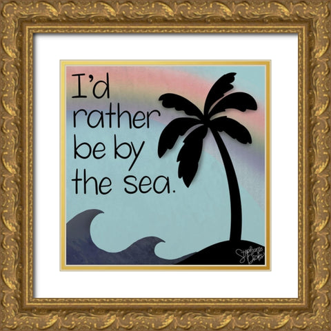 By the Sea Gold Ornate Wood Framed Art Print with Double Matting by Dicks, Stephanie