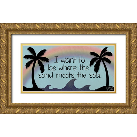 Sand Meets the Sea Gold Ornate Wood Framed Art Print with Double Matting by Dicks, Stephanie