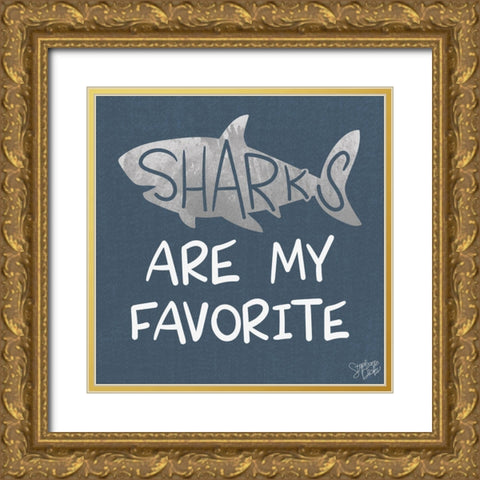 Favorite Sharks Gold Ornate Wood Framed Art Print with Double Matting by Dicks, Stephanie