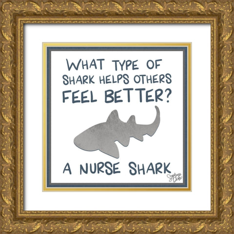 Nurse Shark Gold Ornate Wood Framed Art Print with Double Matting by Dicks, Stephanie