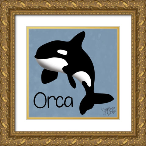 Orca Gold Ornate Wood Framed Art Print with Double Matting by Dicks, Stephanie