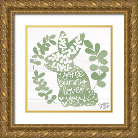 Bunny Love Gold Ornate Wood Framed Art Print with Double Matting by Dicks, Stephanie