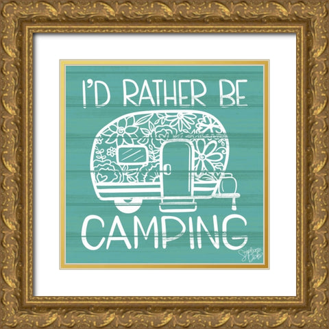 Camping Gold Ornate Wood Framed Art Print with Double Matting by Dicks, Stephanie