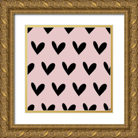 Heart Pattern Gold Ornate Wood Framed Art Print with Double Matting by Dicks, Stephanie