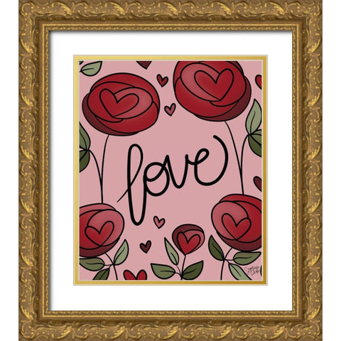 Love Gold Ornate Wood Framed Art Print with Double Matting by Dicks, Stephanie