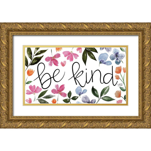 Be Kind Gold Ornate Wood Framed Art Print with Double Matting by Dicks, Stephanie