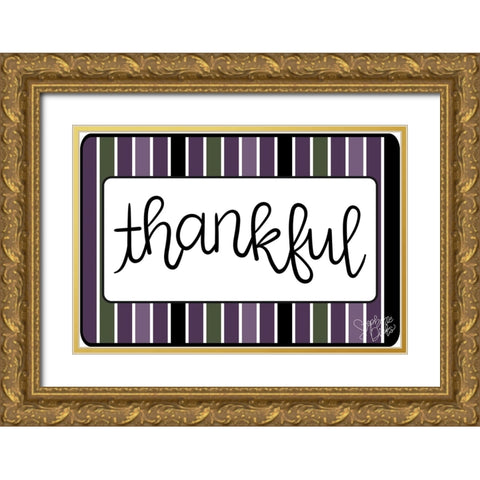 Thankful Gold Ornate Wood Framed Art Print with Double Matting by Dicks, Stephanie