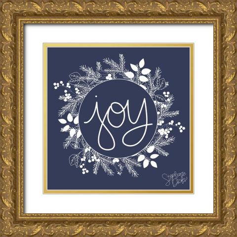 Joy Gold Ornate Wood Framed Art Print with Double Matting by Dicks, Stephanie