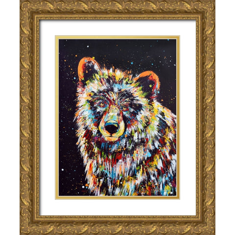 Bear Gold Ornate Wood Framed Art Print with Double Matting by Seeley, Jenn