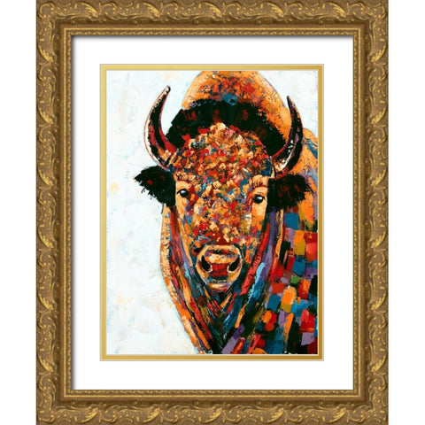 Autumn Bison Gold Ornate Wood Framed Art Print with Double Matting by Seeley, Jenn