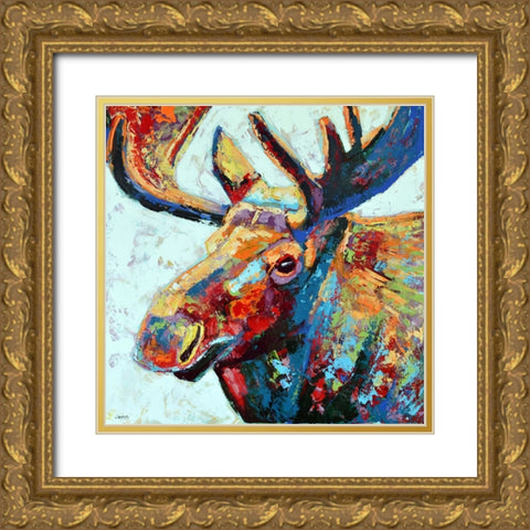 Moose Gold Ornate Wood Framed Art Print with Double Matting by Seeley, Jenn