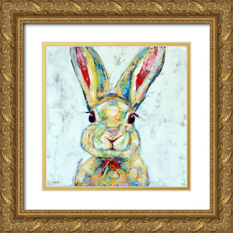 Happy Bunny Gold Ornate Wood Framed Art Print with Double Matting by Seeley, Jenn