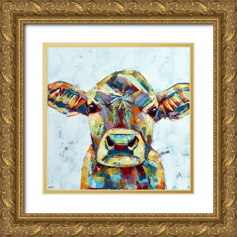 Cow Gold Ornate Wood Framed Art Print with Double Matting by Seeley, Jenn