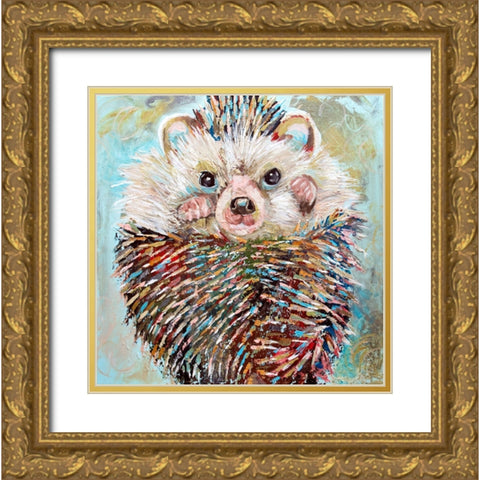 Hedgehog Gold Ornate Wood Framed Art Print with Double Matting by Seeley, Jenn