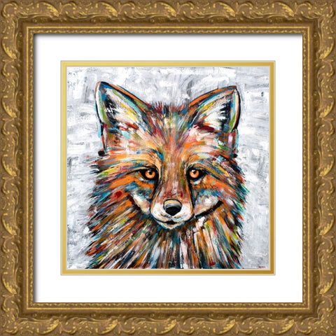 Fox of Many Colors Gold Ornate Wood Framed Art Print with Double Matting by Seeley, Jenn