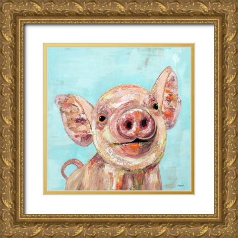 Pig Gold Ornate Wood Framed Art Print with Double Matting by Seeley, Jenn