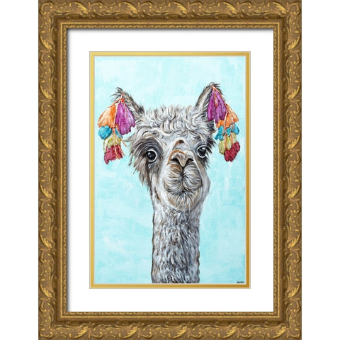 Napoleon Llama Gold Ornate Wood Framed Art Print with Double Matting by Seeley, Jenn