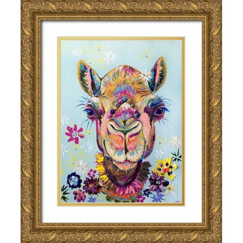Boho Llama Gold Ornate Wood Framed Art Print with Double Matting by Seeley, Jenn