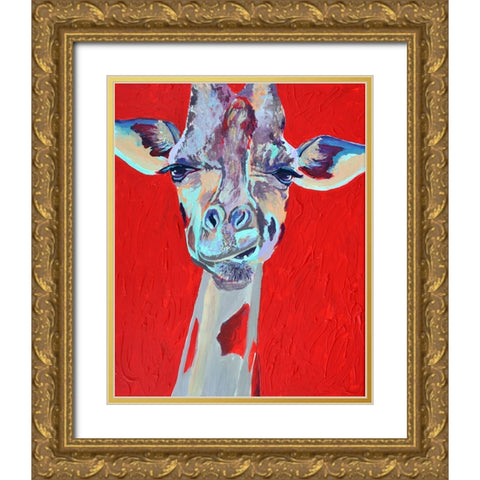 Grumpy Giraffe Gold Ornate Wood Framed Art Print with Double Matting by Seeley, Jenn