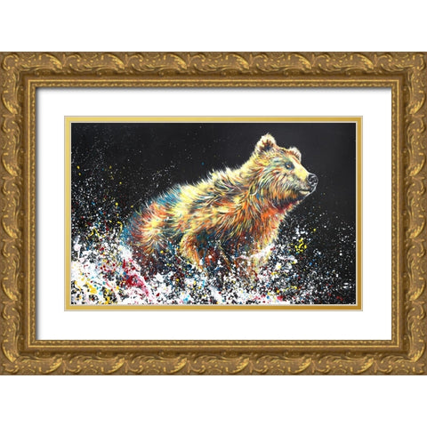 Bear Bath Gold Ornate Wood Framed Art Print with Double Matting by Seeley, Jenn