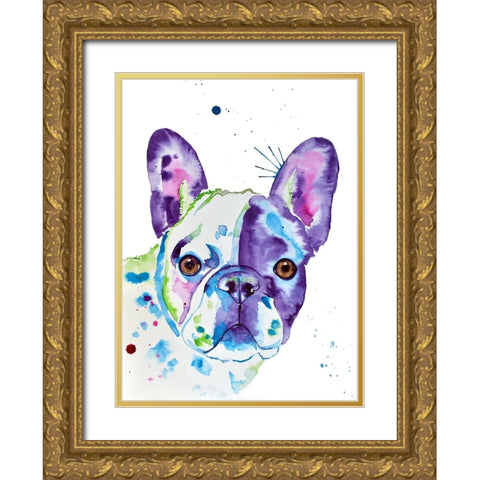 Frenchie No. 2 Gold Ornate Wood Framed Art Print with Double Matting by Seeley, Jenn